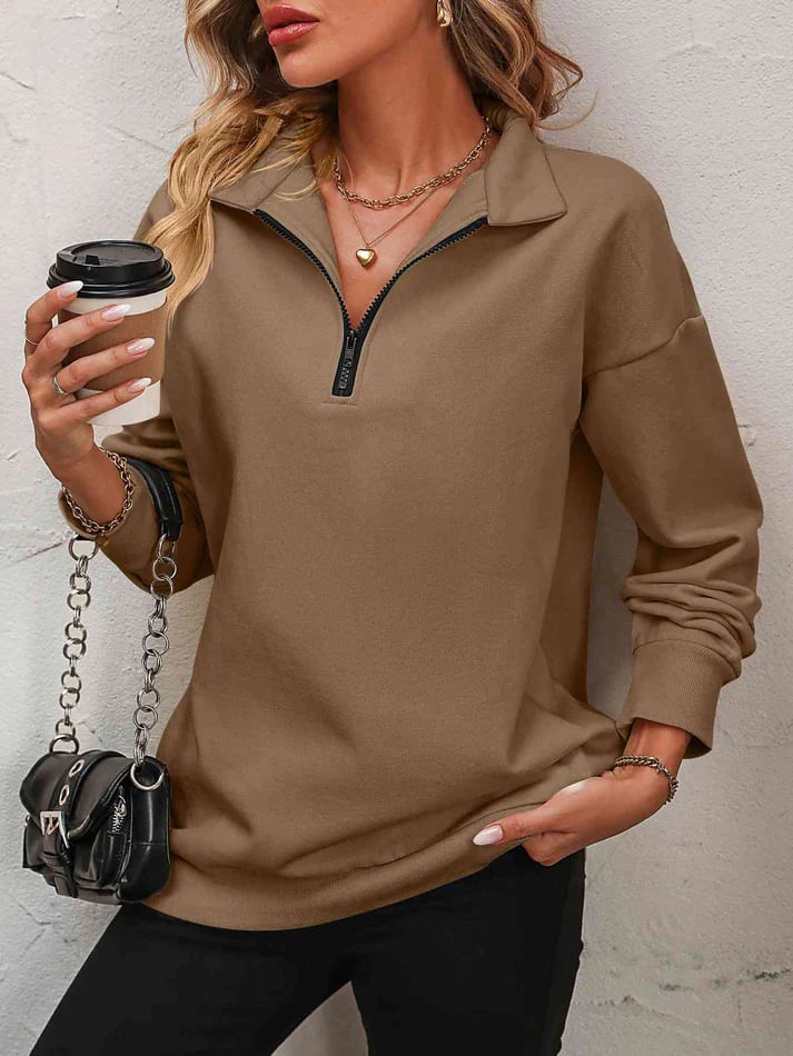 2025 WOLFF DISCOUNTSALE⏰Womens Zip-Up Dropped Shoulder Sweatshirt(Buy 2 Free Shipping)