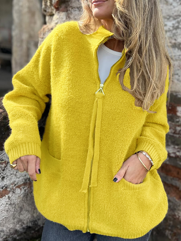 CLEARANCE SALE🔥Women's Crew Neck Zippered Wool Jacket