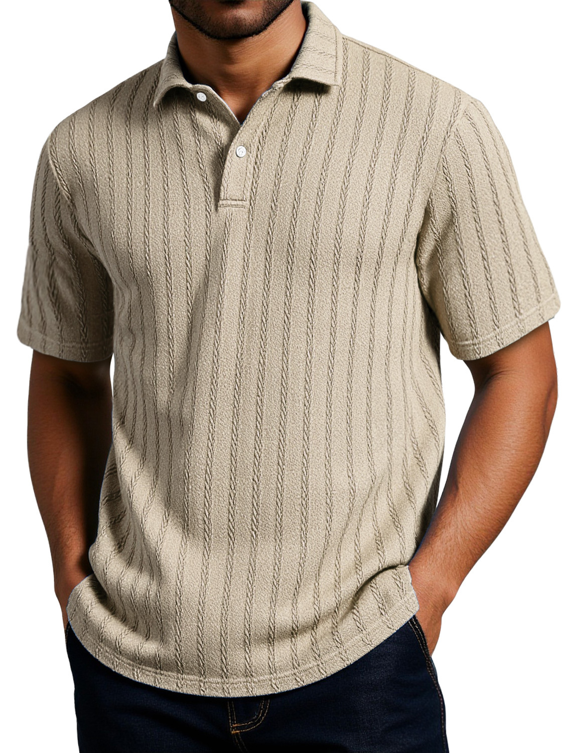 Men's Daily Texture Casual Lapel Short-sleeved Polo Shirt