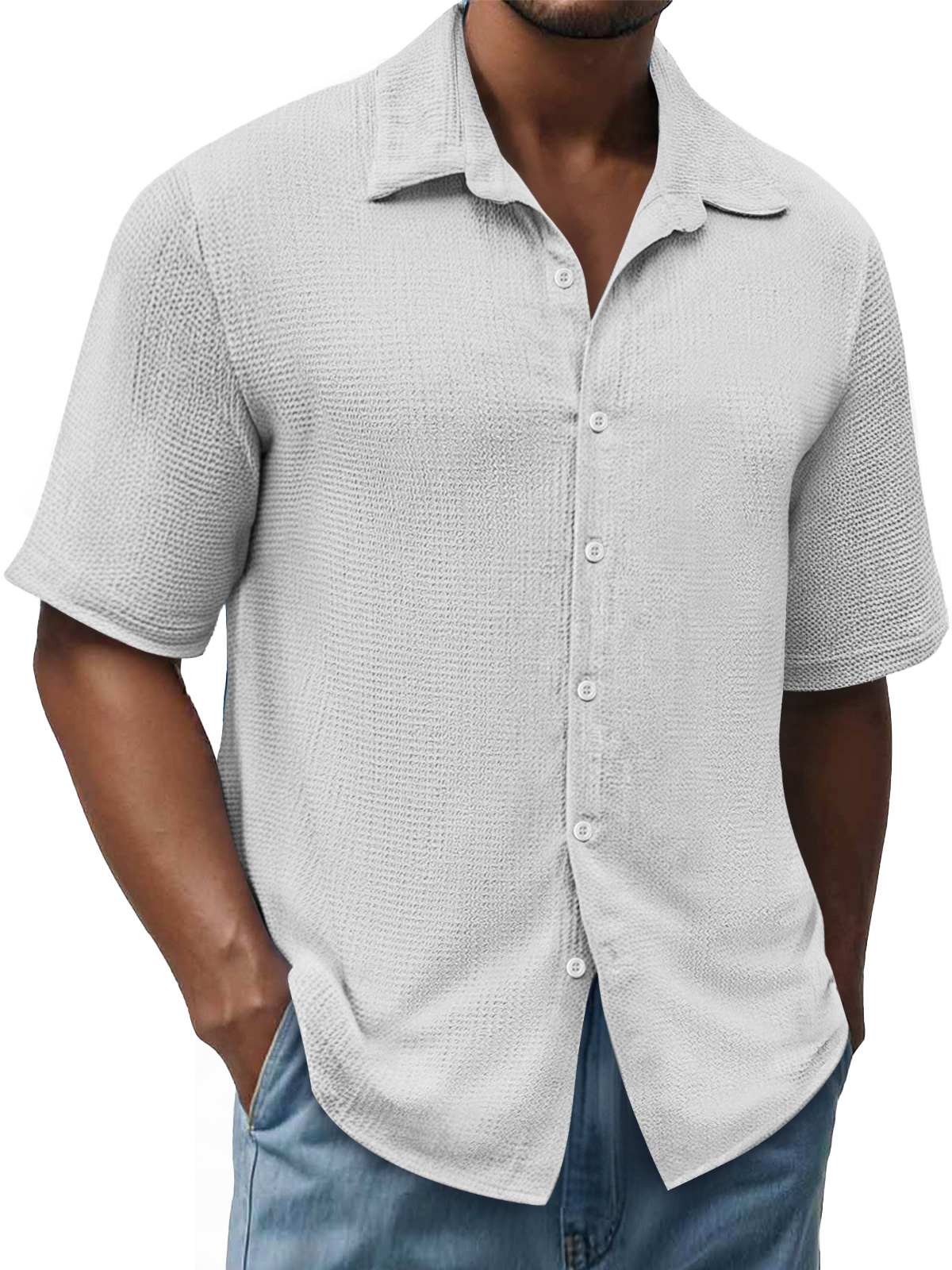 Men's Daily Texture Casual Lapel Comfortable Short Sleeve Shirt