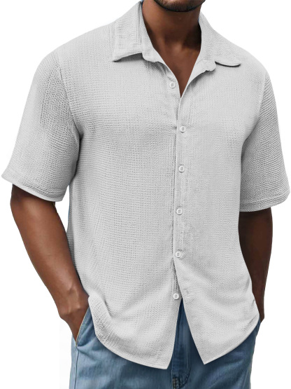 Men's Daily Texture Casual Lapel Comfortable Short Sleeve Shirt