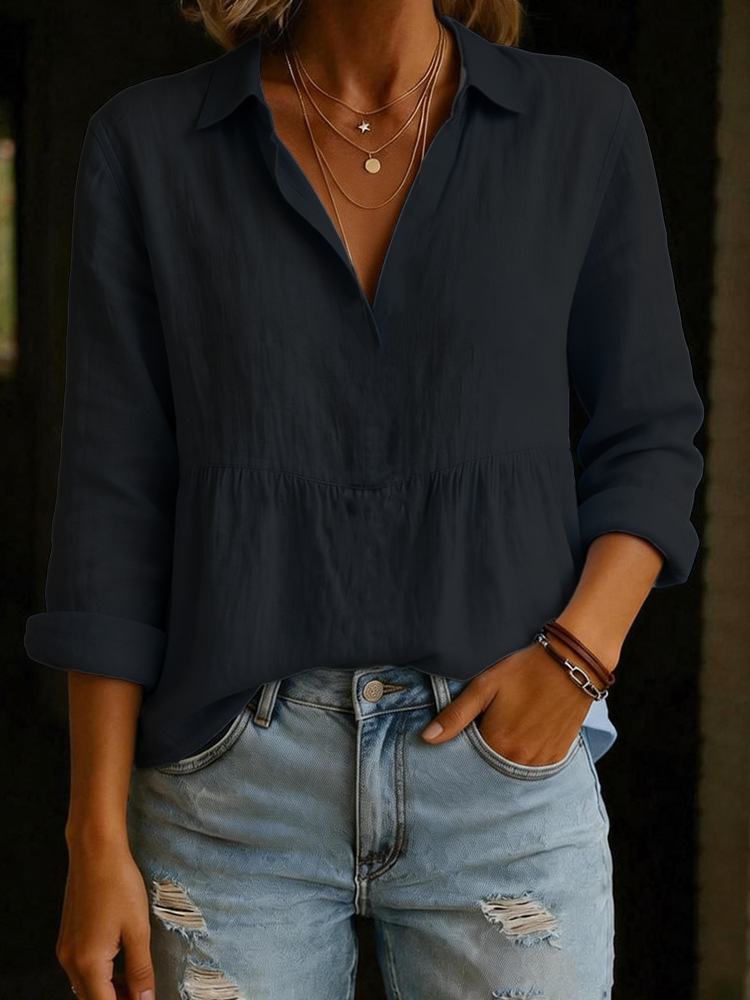 New Arrivals🔥 Women's Casual Loose Cotton-Linen Pullover Shirt
