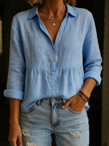 New Arrivals🔥 Women's Casual Loose Cotton-Linen Pullover Shirt