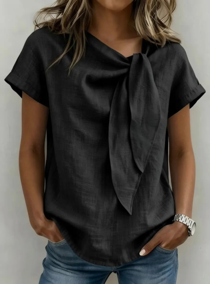 New Arrivals🔥 Women's Cotton-Linen Top with Bow Detail