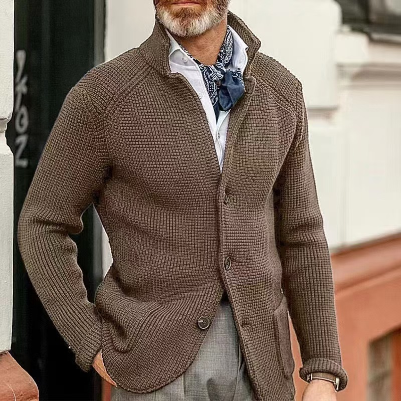 Men's long sleeve thickened cardigan warm casual jacket