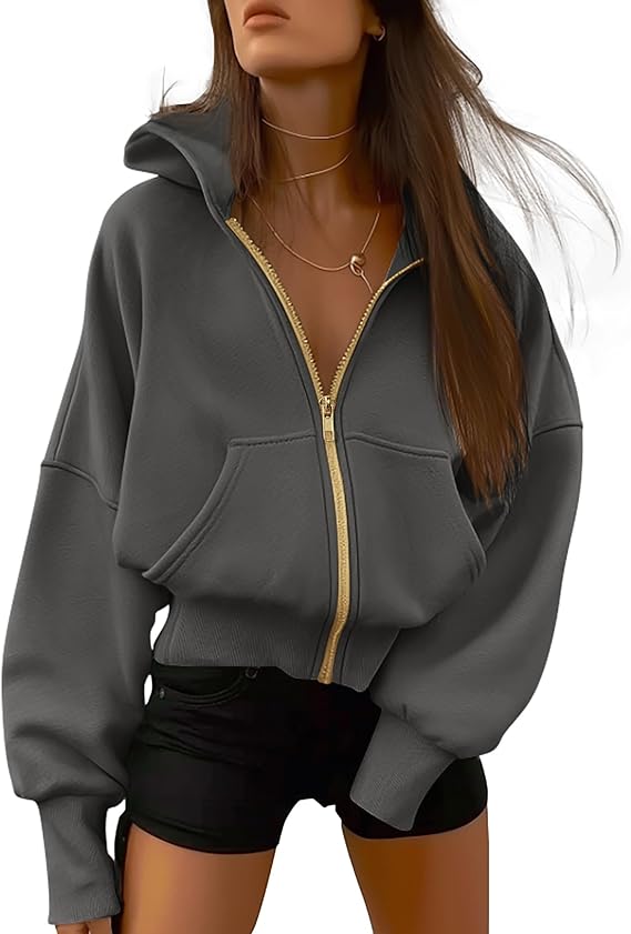 Womens Zip Up Hoodies Long Sleeve Fashion Sweatshirt