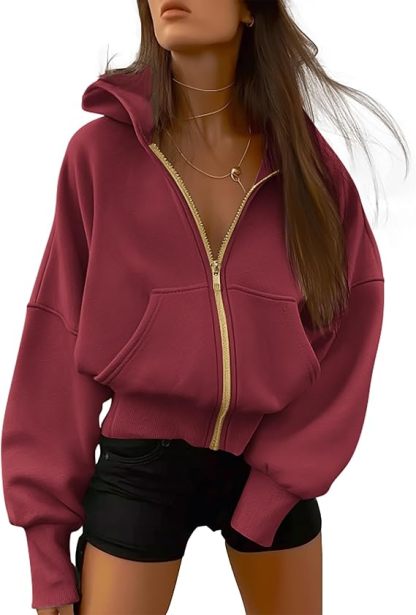 Womens Zip Up Hoodies Long Sleeve Fashion Sweatshirt