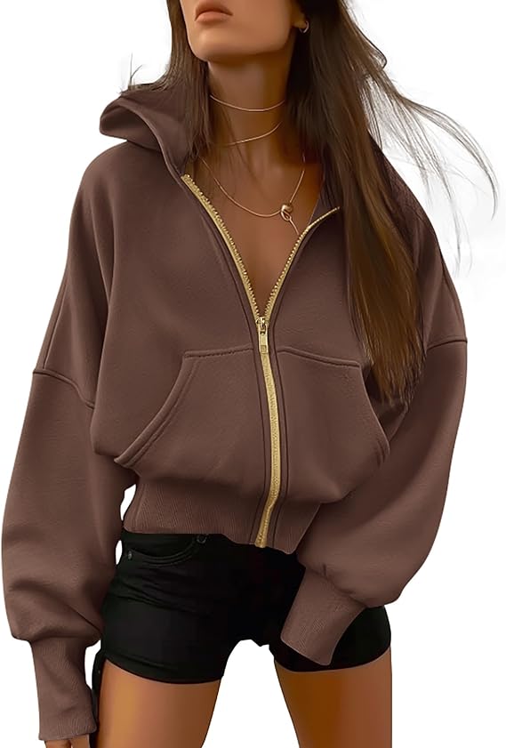 Womens Zip Up Hoodies Long Sleeve Fashion Sweatshirt