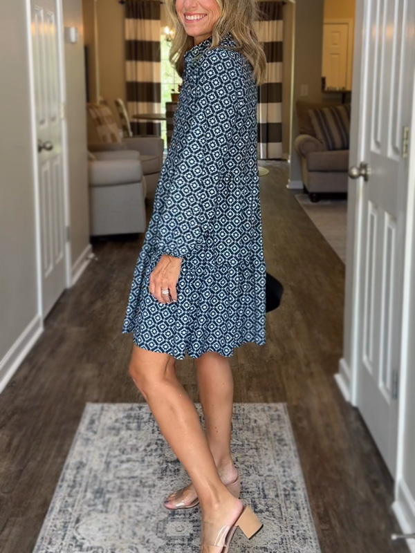 NEW🔥 V Neck Vintage Printed Dress