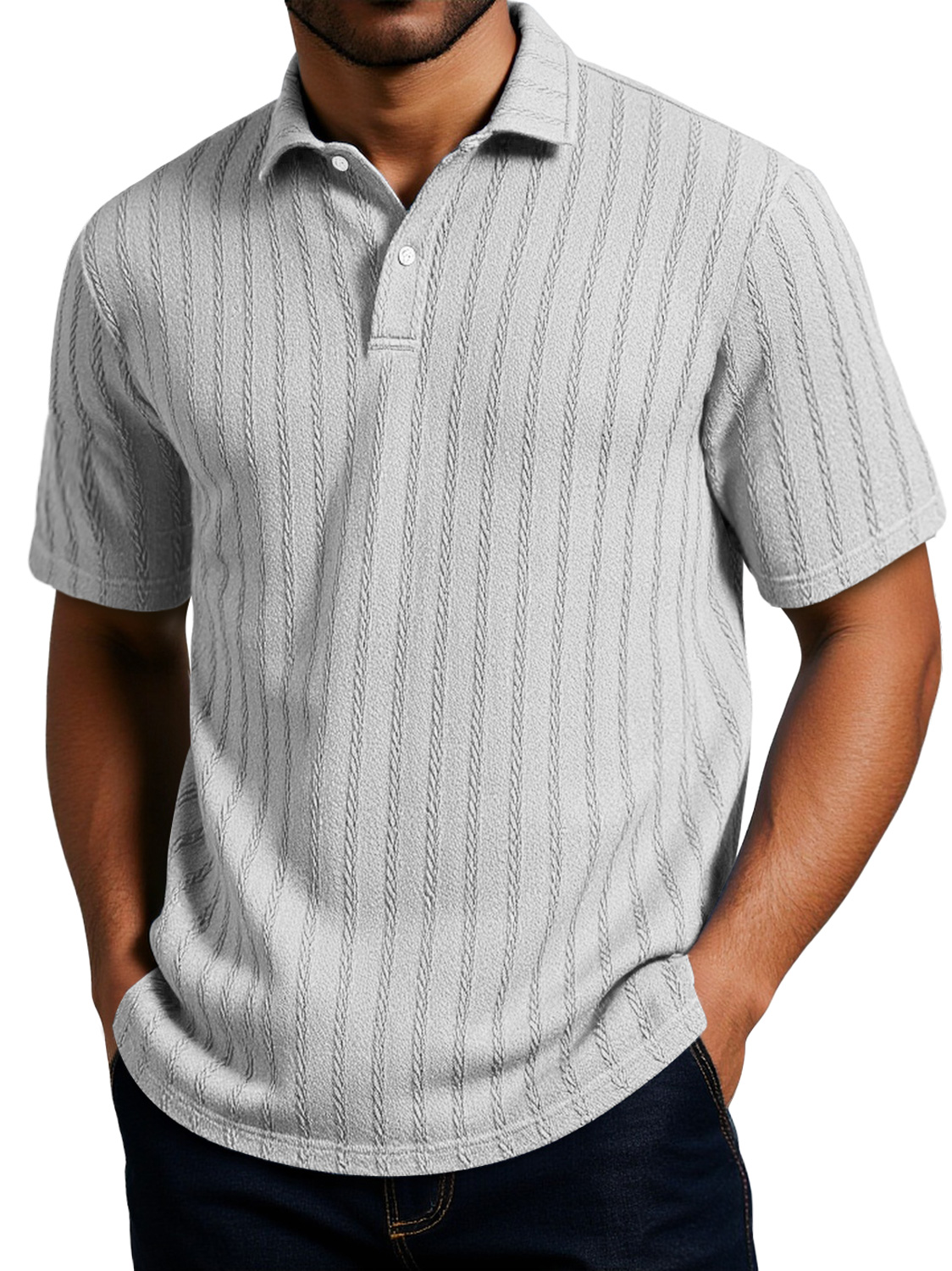 Men's Daily Texture Casual Lapel Short-sleeved Polo Shirt