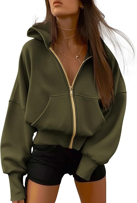 Womens Zip Up Hoodies Long Sleeve Fashion Sweatshirt