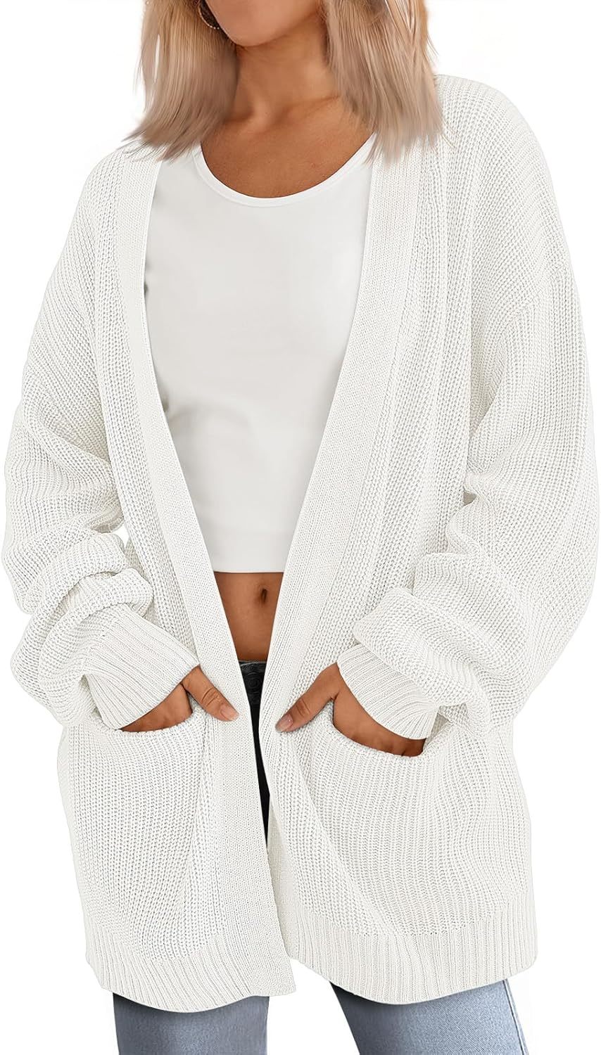 Women's Oversized Cardigans Soft Knit Cardigan Sweater with Pockets