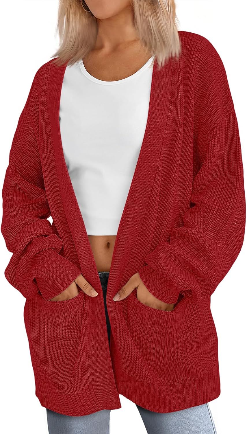 Women's Oversized Cardigans Soft Knit Cardigan Sweater with Pockets