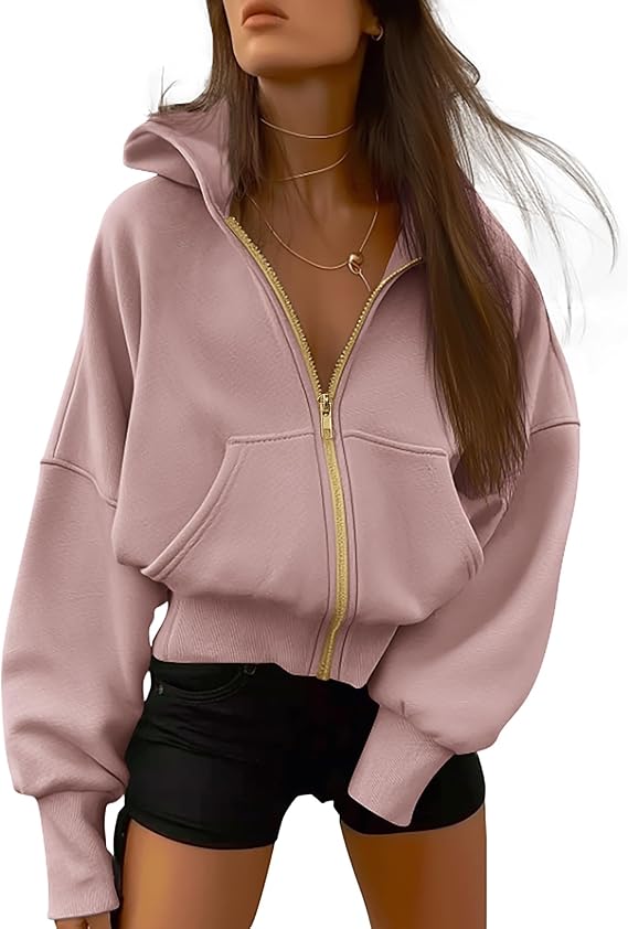Womens Zip Up Hoodies Long Sleeve Fashion Sweatshirt