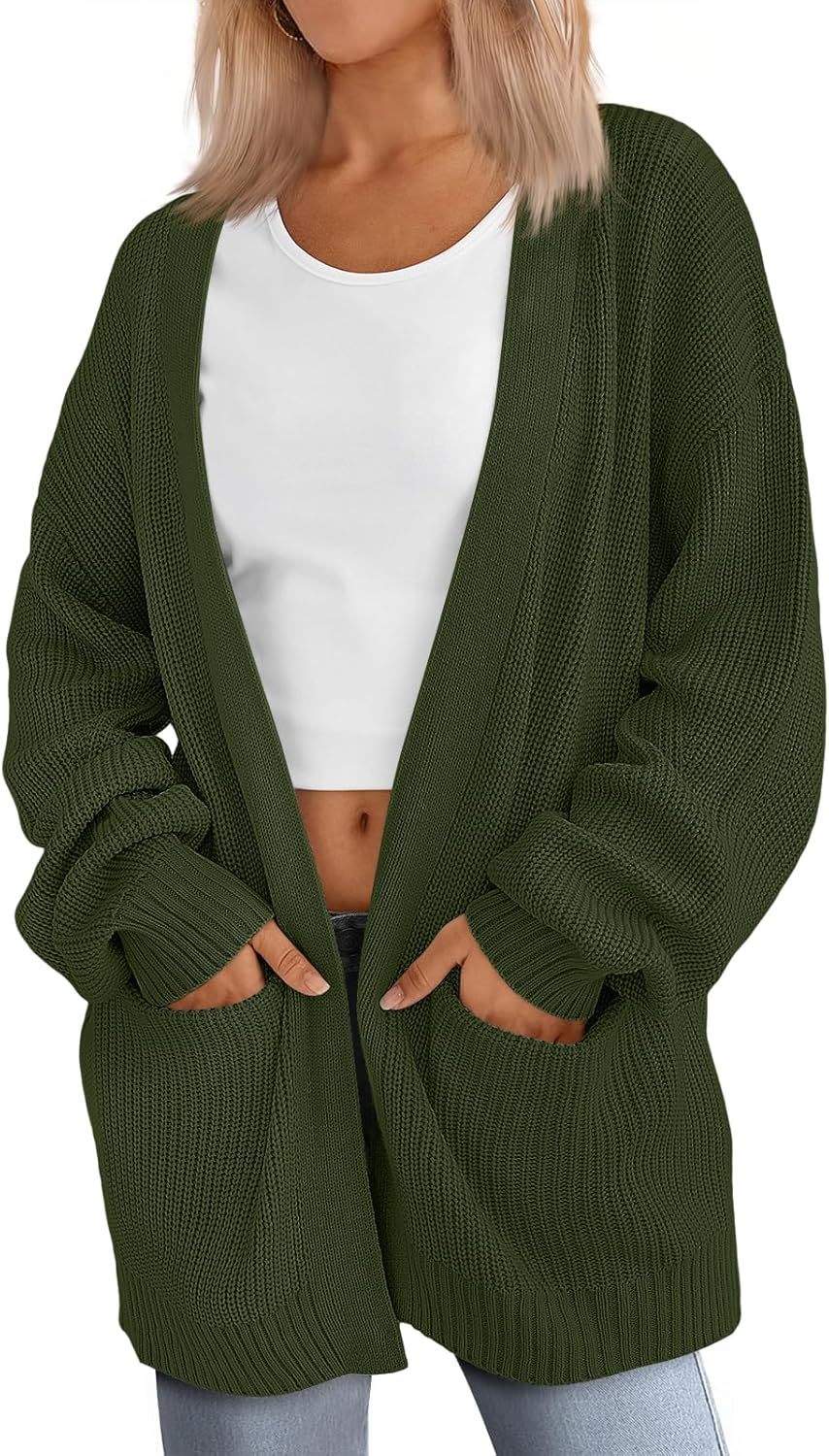 Women's Oversized Cardigans Soft Knit Cardigan Sweater with Pockets