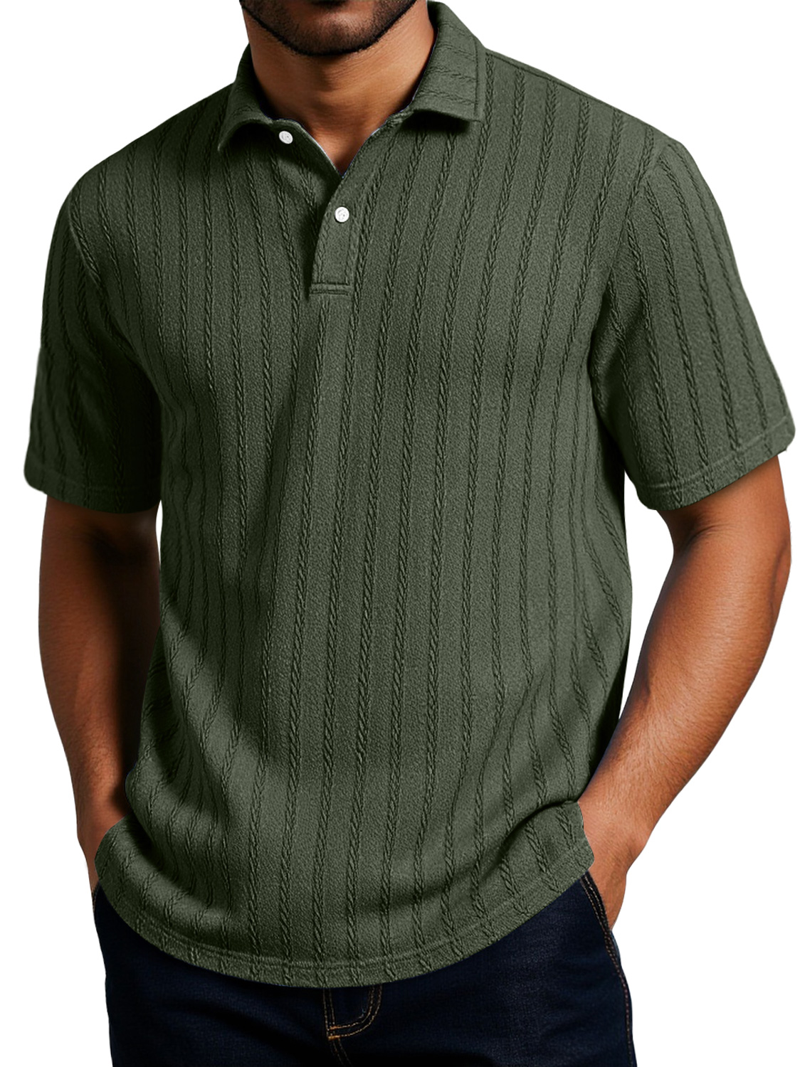 Men's Daily Texture Casual Lapel Short-sleeved Polo Shirt