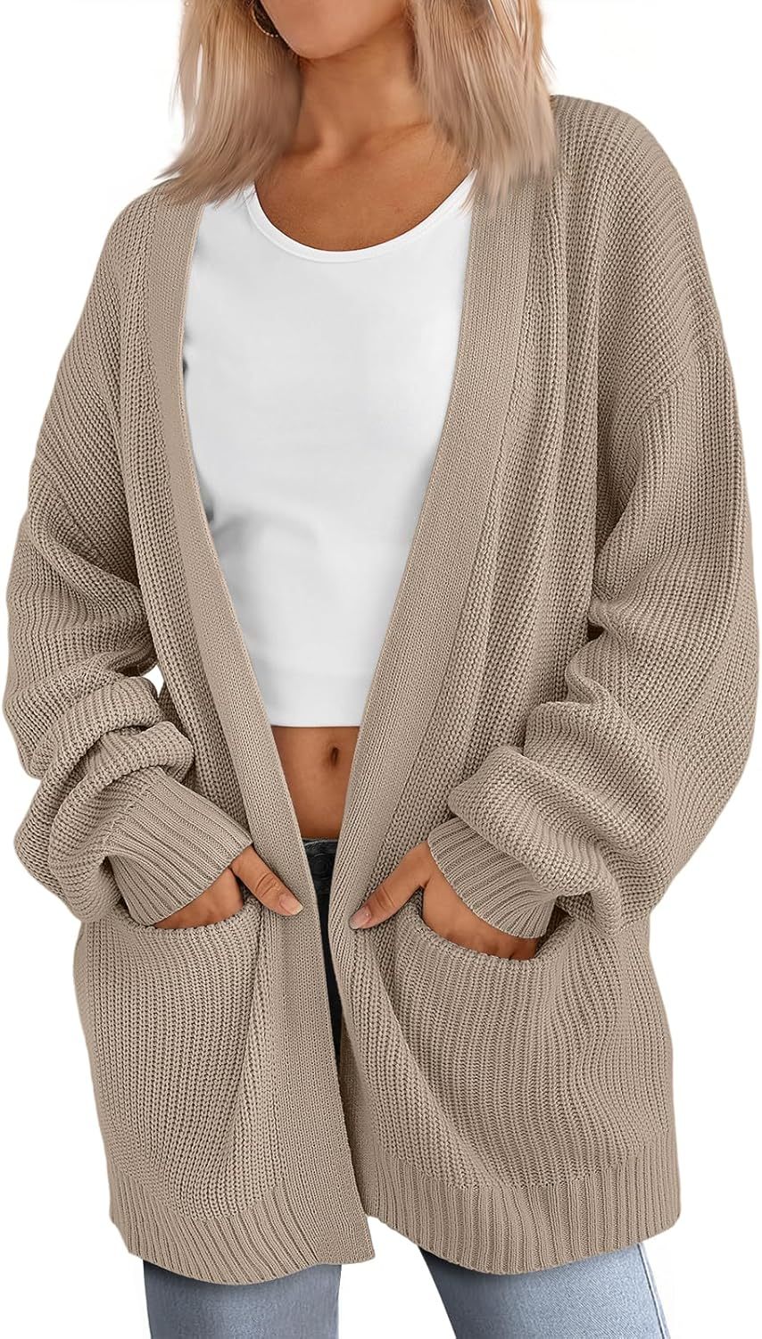 Women's Oversized Cardigans Soft Knit Cardigan Sweater with Pockets