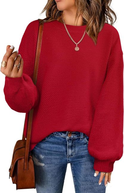 Women's Oversized Sweaters Fall Winter Trendy Crew Neck Pullover Sweater Long Sleeve Loose Heathered Knit Tops 2025