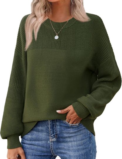 Women's 2025 Fall Chunky Knit Sweater Oversized Crewneck Long Sleeve Winter Cotton Pullover Sweaters Jumper Tops