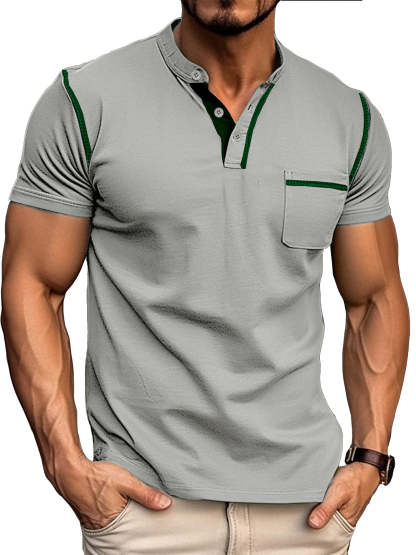 Men's Fashion Cotton Short Sleeve Henley Shirt