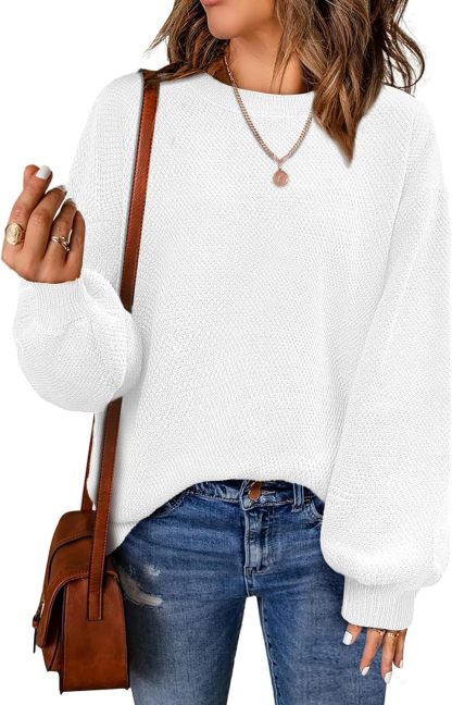 Women's Oversized Sweaters Fall Winter Trendy Crew Neck Pullover Sweater Long Sleeve Loose Heathered Knit Tops 2025