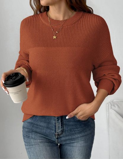 Women's 2025 Fall Chunky Knit Sweater Oversized Crewneck Long Sleeve Winter Cotton Pullover Sweaters Jumper Tops