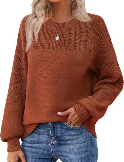 Women's 2025 Fall Chunky Knit Sweater Oversized Crewneck Long Sleeve Winter Cotton Pullover Sweaters Jumper Tops