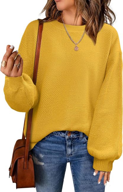 Women's Oversized Sweaters Fall Winter Trendy Crew Neck Pullover Sweater Long Sleeve Loose Heathered Knit Tops 2025