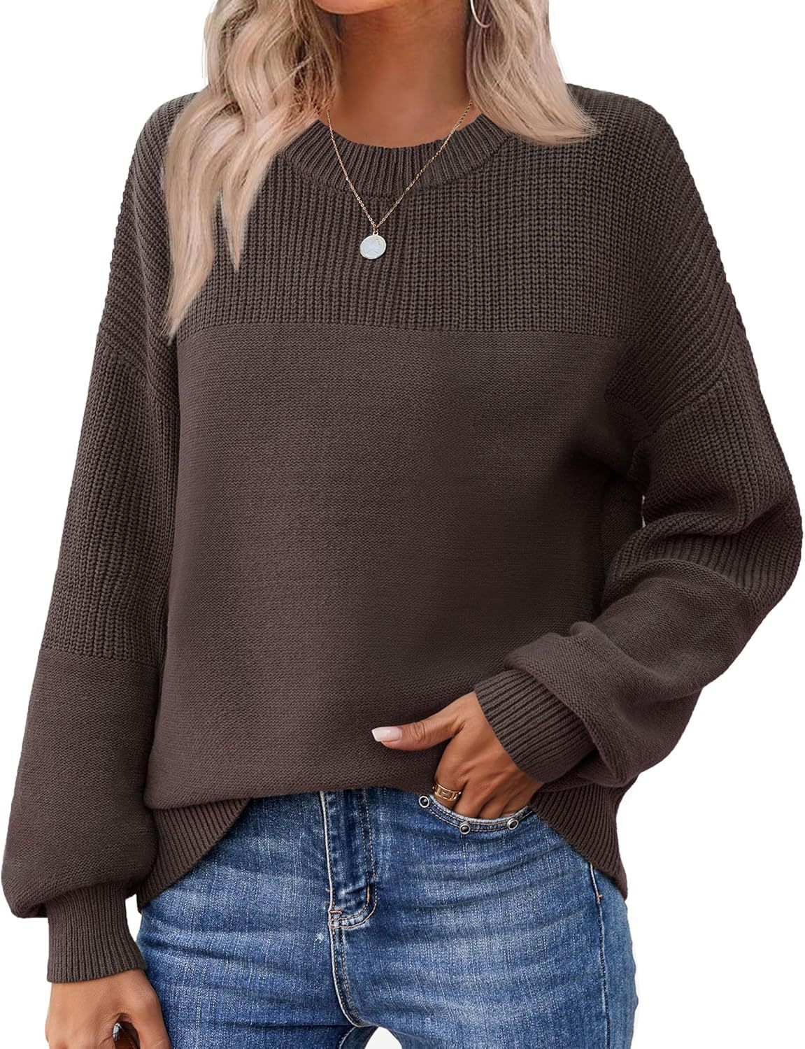 Women's 2025 Fall Chunky Knit Sweater Oversized Crewneck Long Sleeve Winter Cotton Pullover Sweaters Jumper Tops