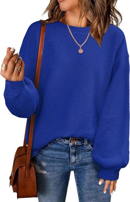 Women's Oversized Sweaters Fall Winter Trendy Crew Neck Pullover Sweater Long Sleeve Loose Heathered Knit Tops 2025