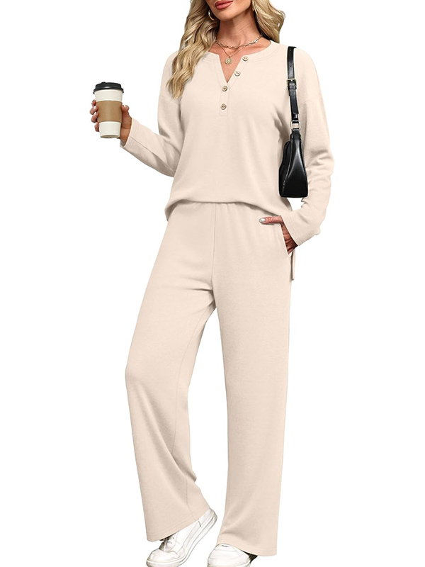 CLEARANCE SALE🔥Women's 2-piece casual suit with V-neck button-down tracksuit