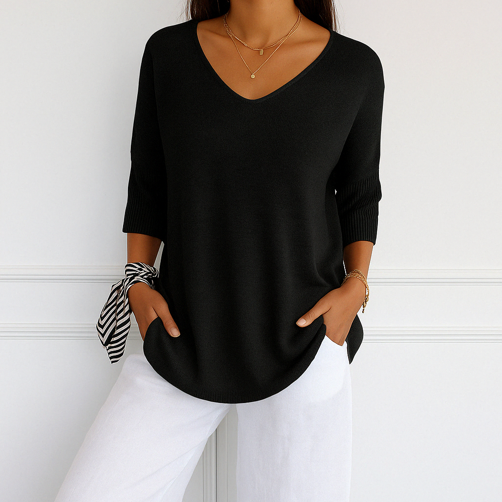 Women's soft and elegant V-neck sweater