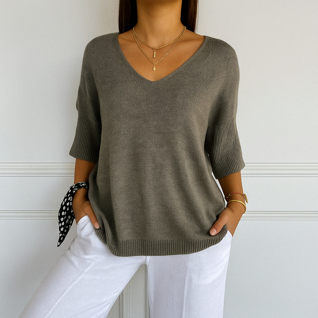 Women's soft and elegant V-neck sweater