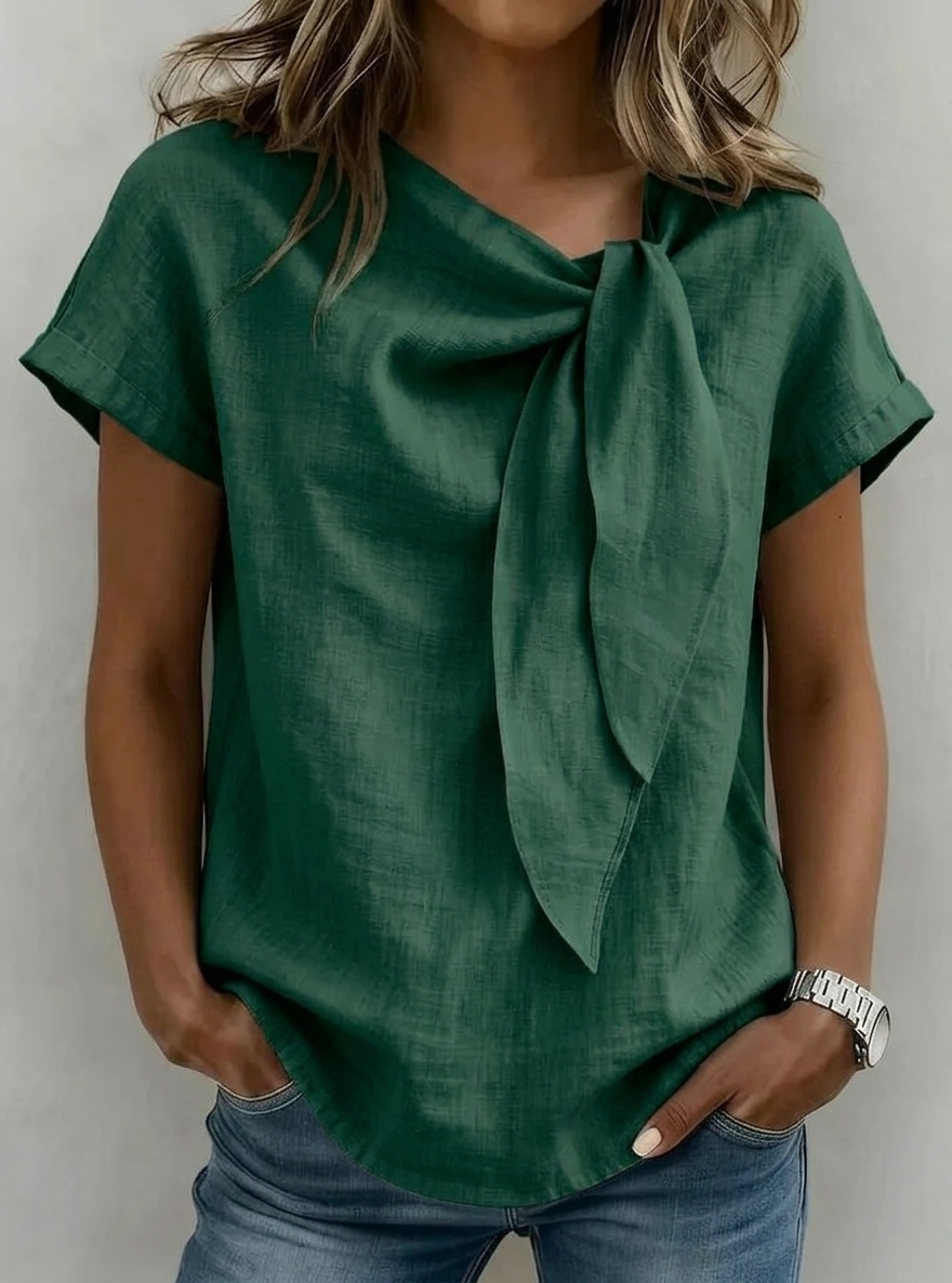 New Arrivals🔥 Women's Cotton-Linen Top with Bow Detail