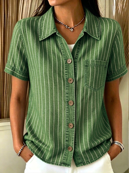CLEARANCE SALE🔥 Women's Classic striped denim shirt
