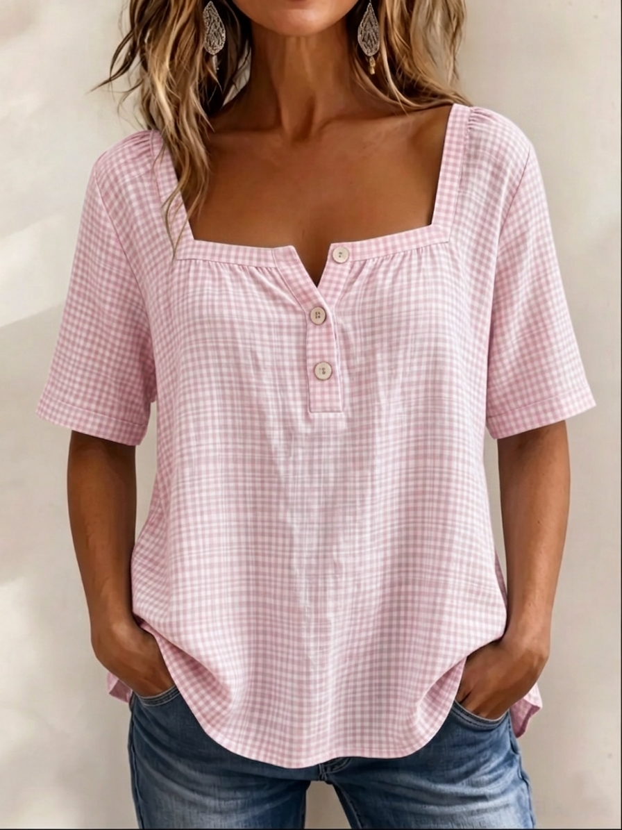 NEW🔥 Casual Square-neck Cotton-linen Blouse