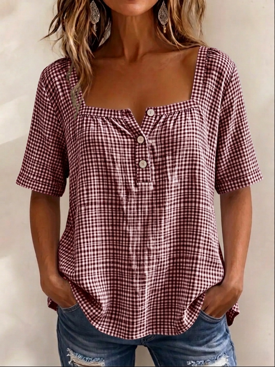 NEW🔥 Casual Square-neck Cotton-linen Blouse