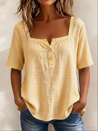 NEW🔥 Casual Square-neck Cotton-linen Blouse