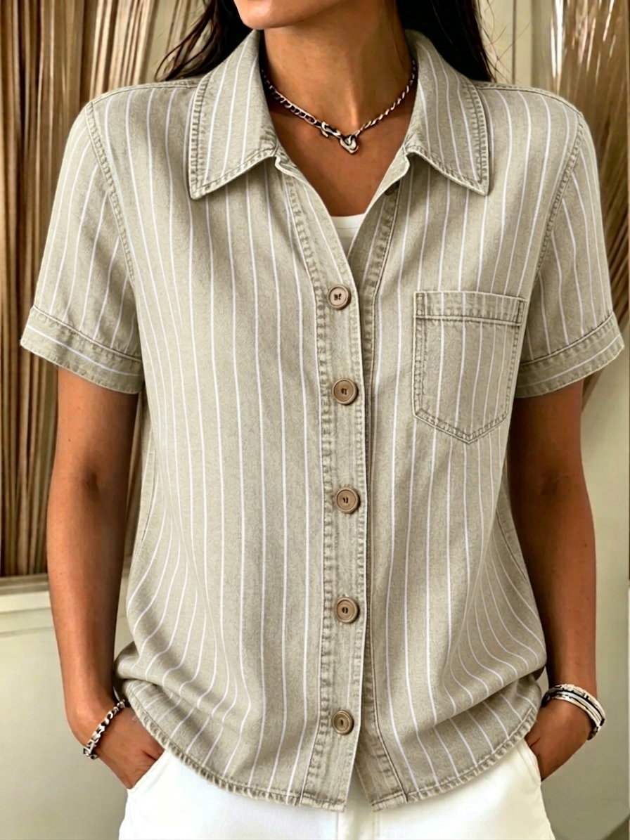 CLEARANCE SALE🔥 Women's Classic striped denim shirt
