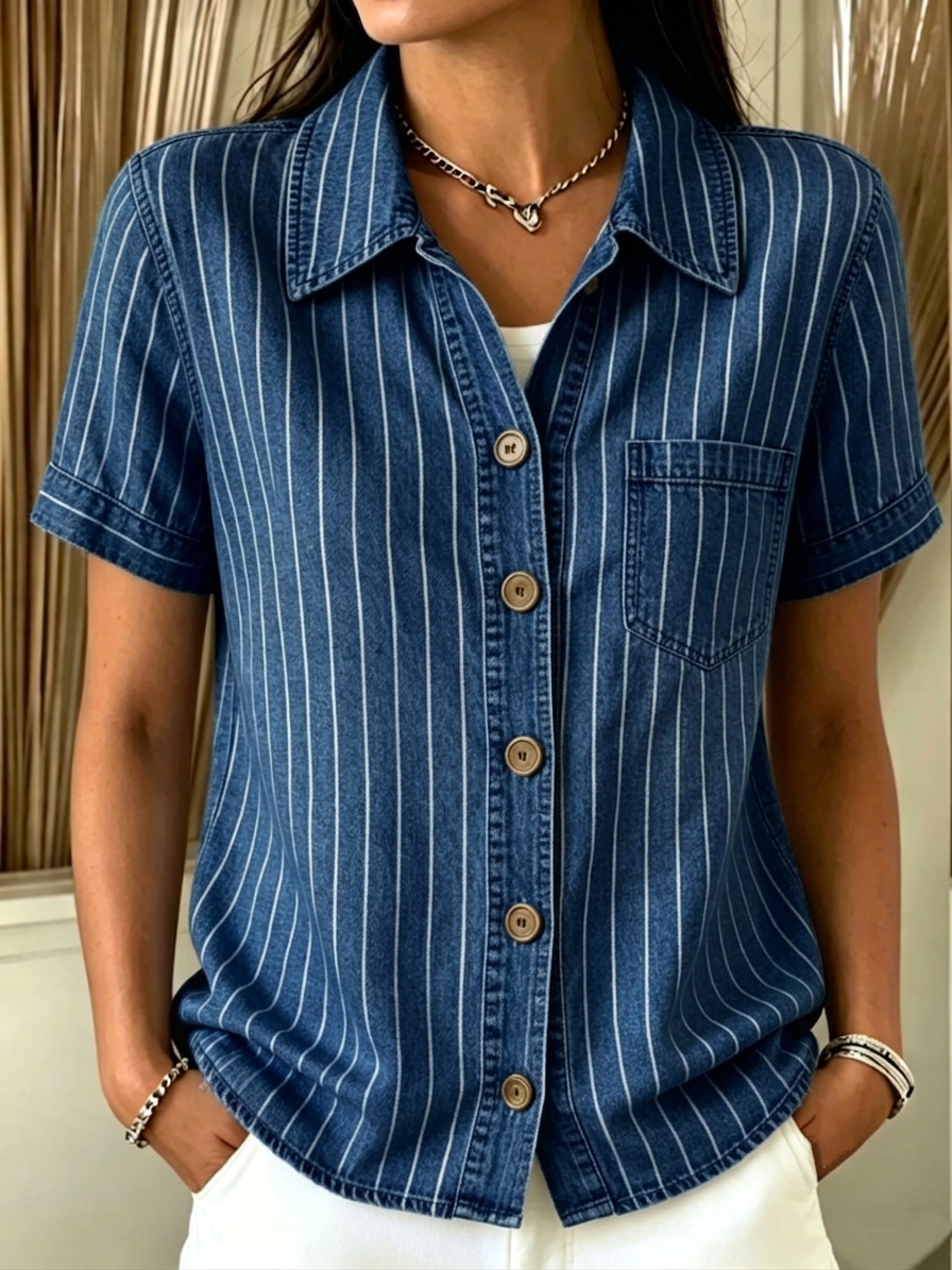 CLEARANCE SALE🔥 Women's Classic striped denim shirt