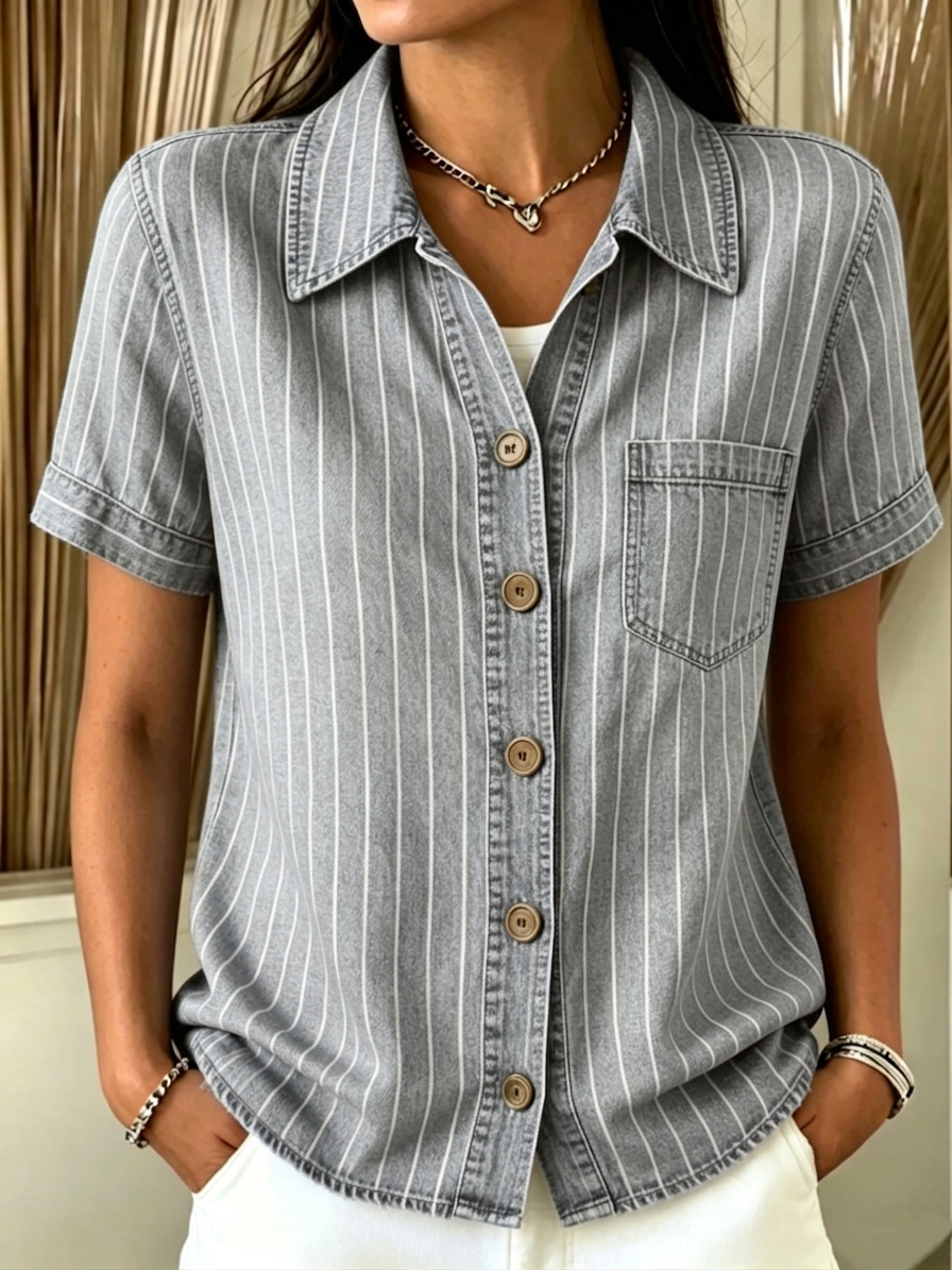 CLEARANCE SALE🔥 Women's Classic striped denim shirt