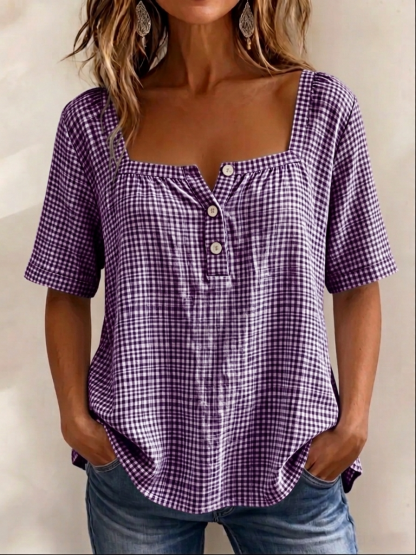NEW🔥 Casual Square-neck Cotton-linen Blouse