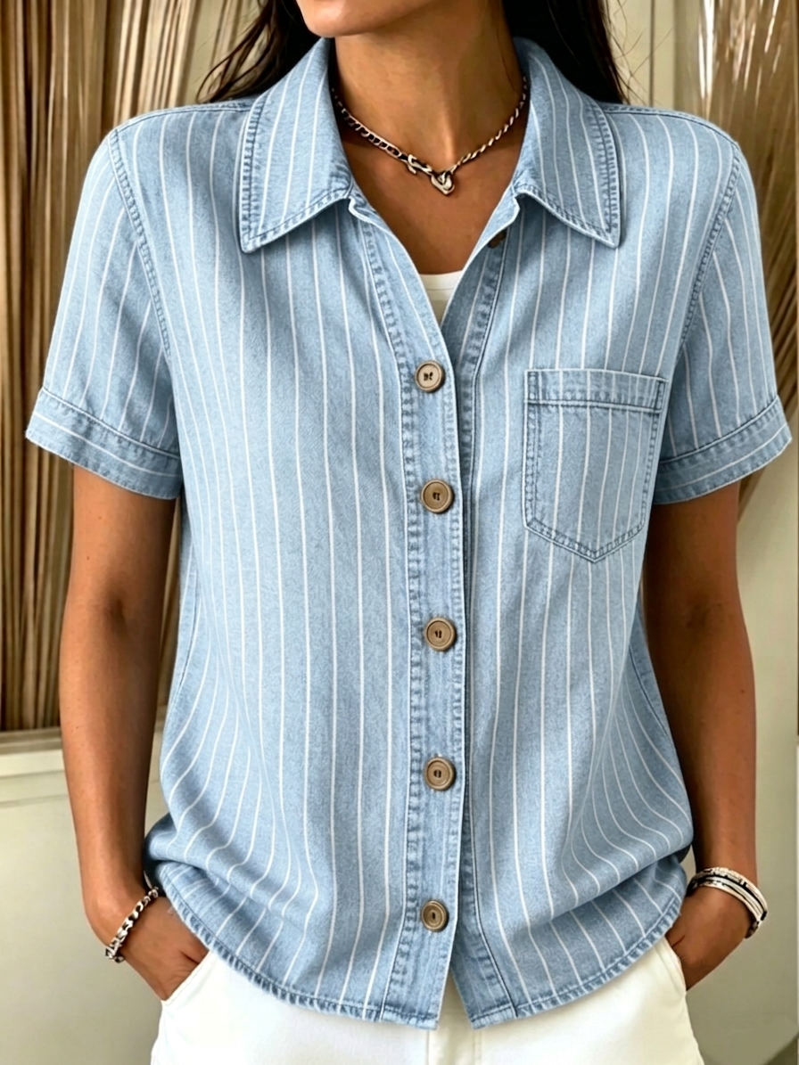 CLEARANCE SALE🔥 Women's Classic striped denim shirt