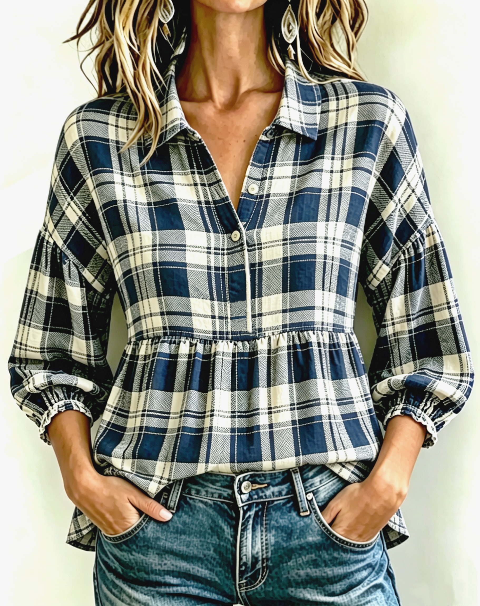 CLEARANCE SALE🔥 Women's Effortless Vintage Plaid Blouse