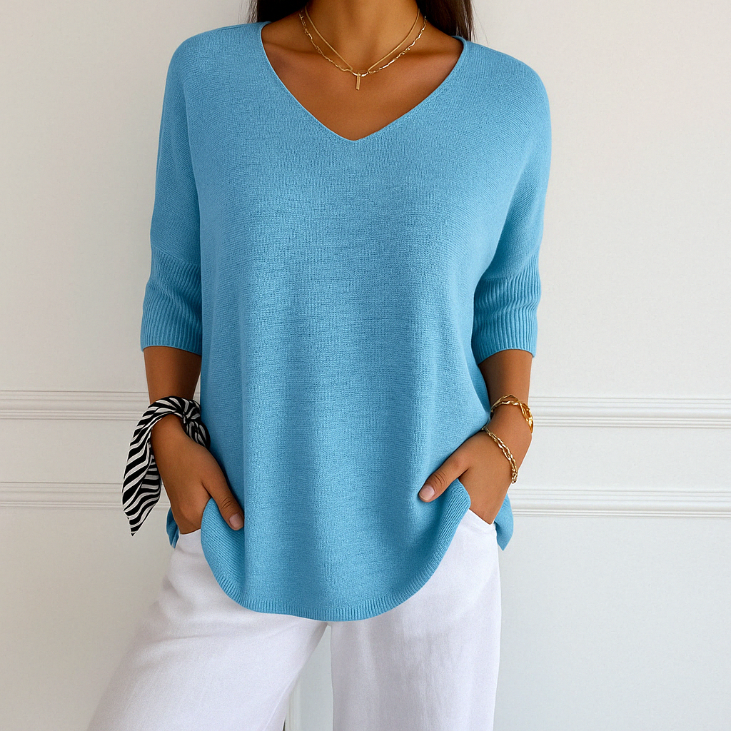 Women's soft and elegant V-neck sweater