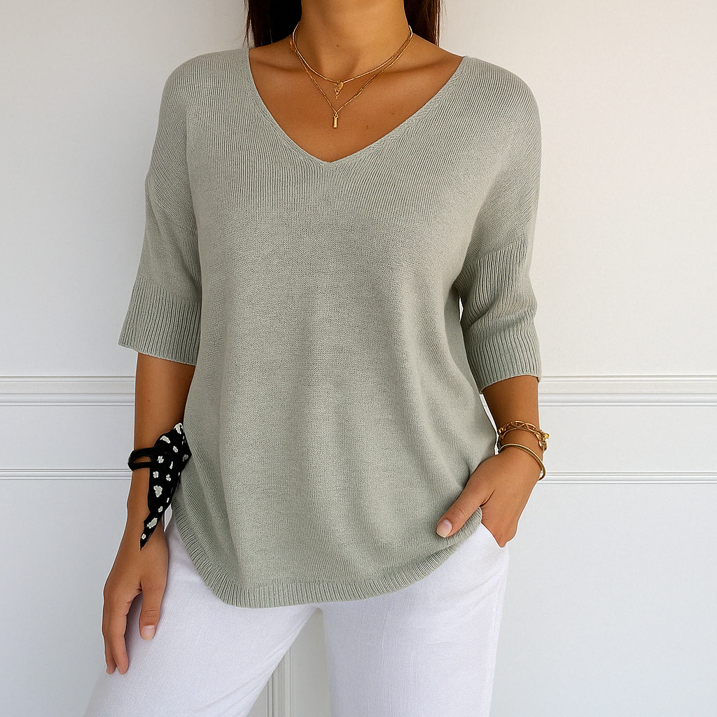 Women's soft and elegant V-neck sweater