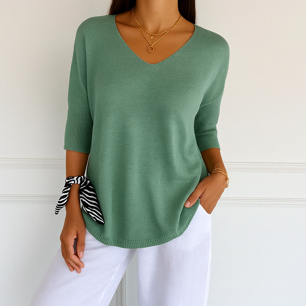 Women's soft and elegant V-neck sweater