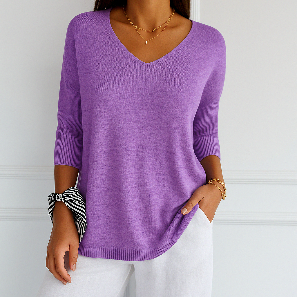 Women's soft and elegant V-neck sweater