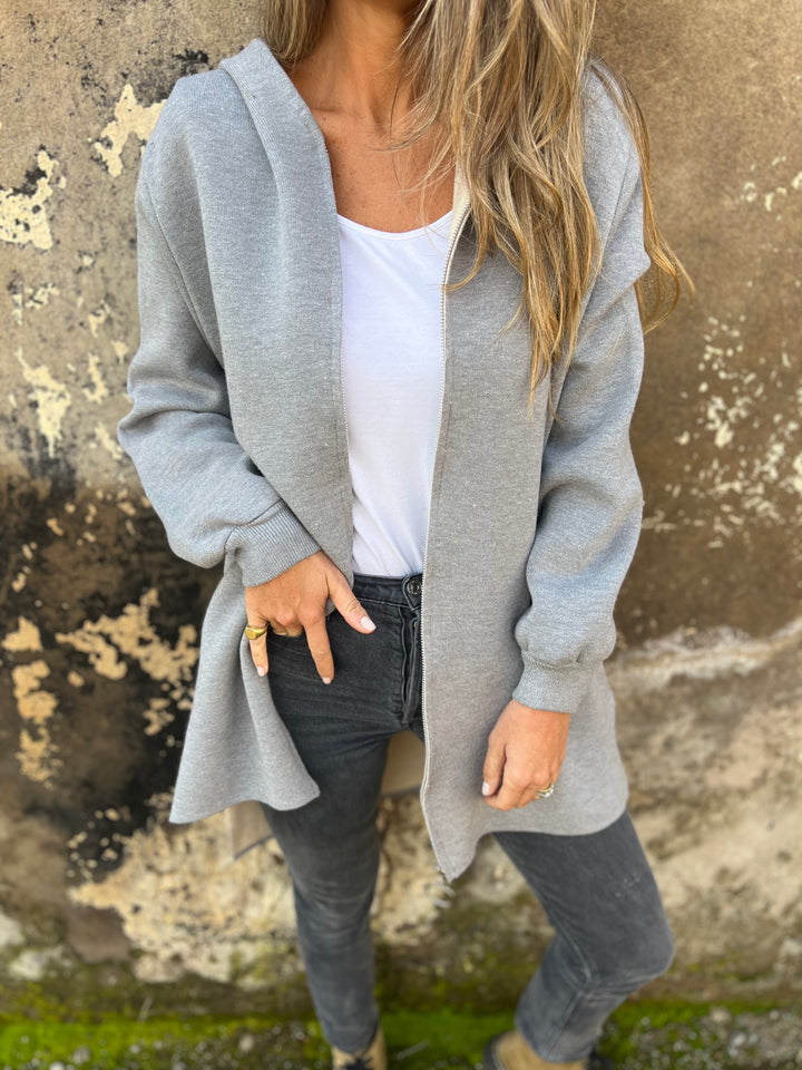 Round Neck Zipper Long Sleeve Casual Jacket