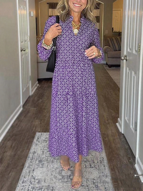 NEW🔥 V Neck Vintage Printed Maxi Dress